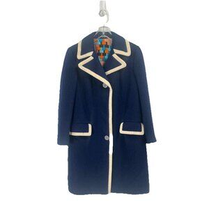 Lodenfrey Vtg Wool Mohair Coat Navy Blue Sz Small Austria